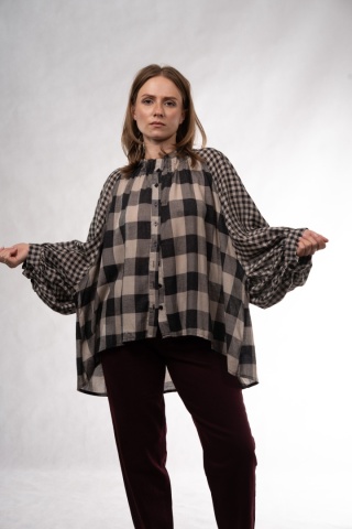 Koszula oversize w kratę Wiya - Nero