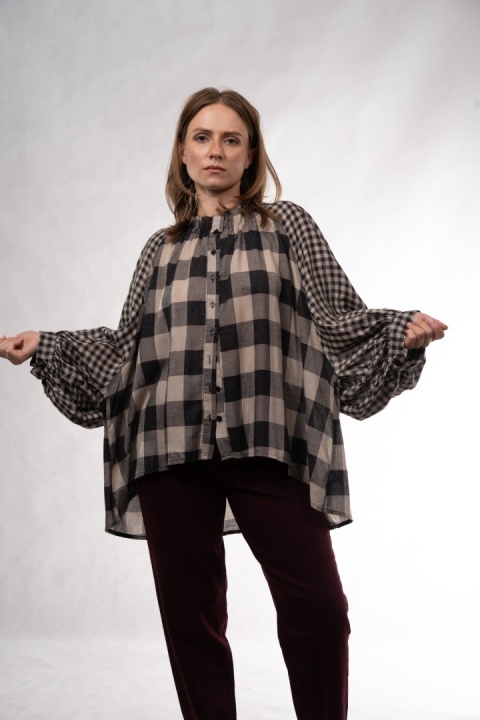 Koszula oversize w kratę Wiya - Nero