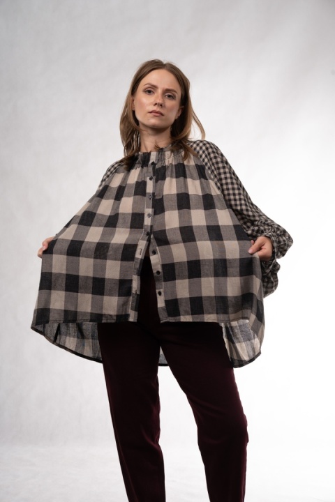 Koszula oversize w kratę Wiya - Nero