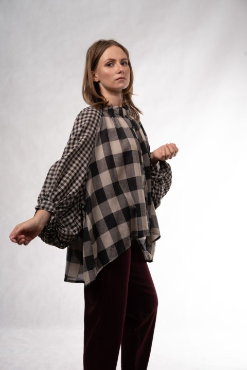 Koszula oversize w kratę Wiya - Nero