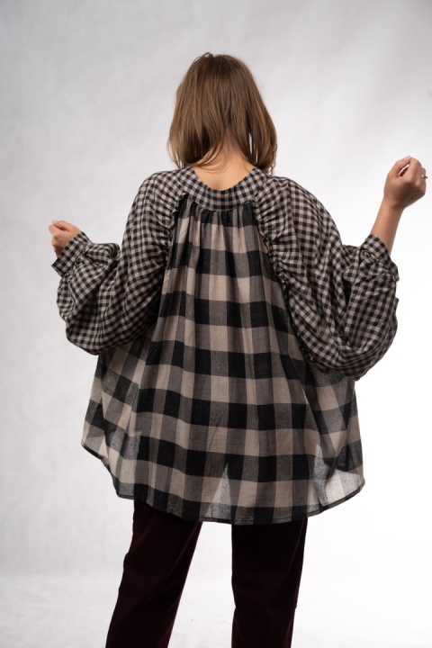 Koszula oversize w kratę Wiya - Nero