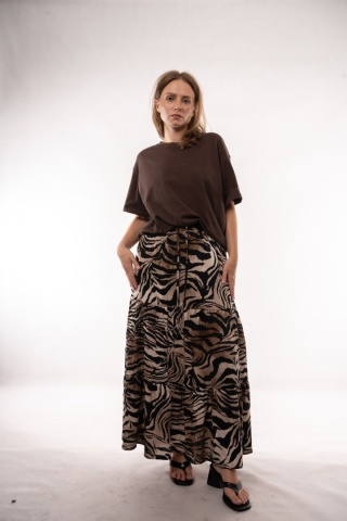 Rozkloszowana spódnica maxi z wiskozy Lemonada - Zebra Print