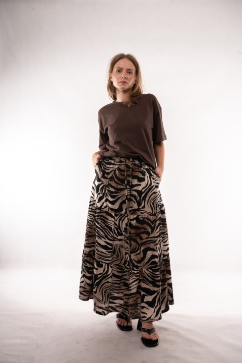 Rozkloszowana spódnica maxi z wiskozy Lemonada - Zebra Print