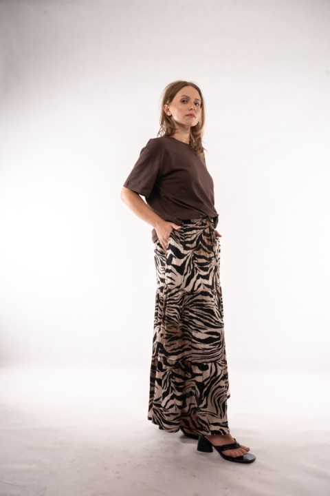 Rozkloszowana spódnica maxi z wiskozy Lemonada - Zebra Print