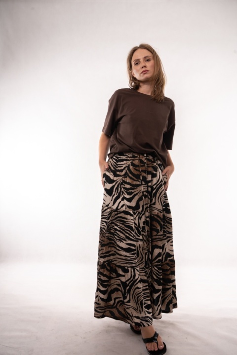 Rozkloszowana spódnica maxi z wiskozy Lemonada - Zebra Print
