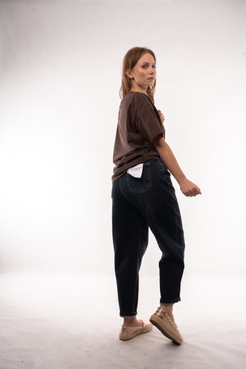 Spodnie jeansowe z wysokim stanem Balloon Fit z paskiem M'SARA