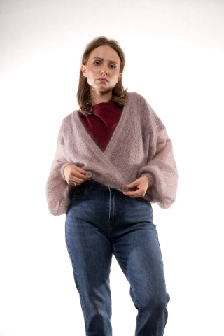 Sweter z kopertowym dekoltem z mohairu Fango ART. 2029