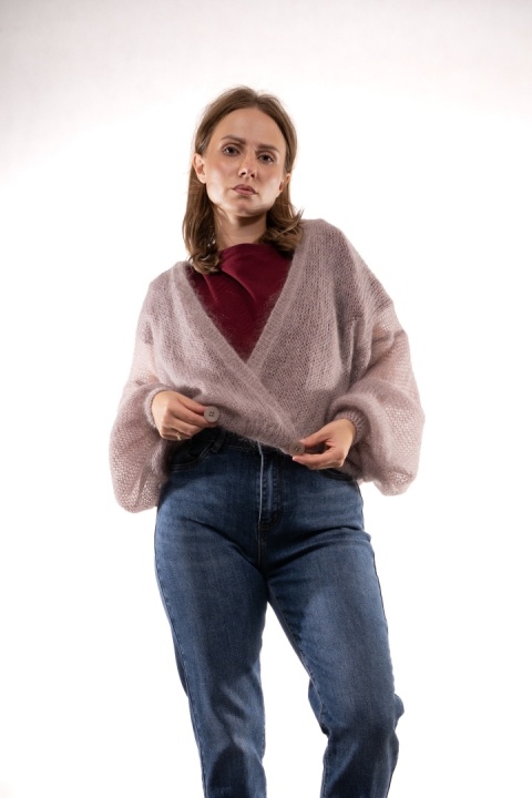 Sweter z kopertowym dekoltem z mohairu Fango ART. 2029