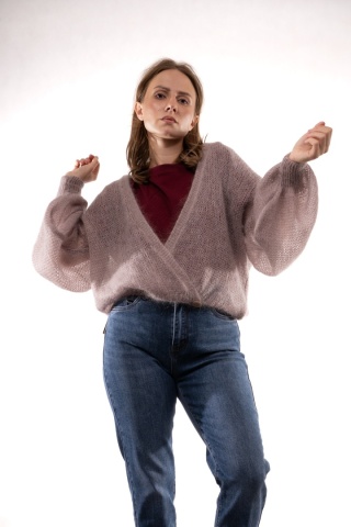 Sweter z kopertowym dekoltem z mohairu Fango ART. 2029