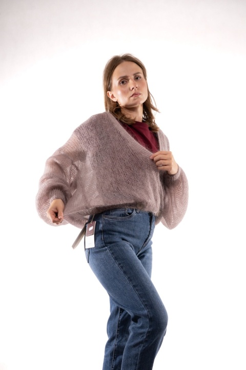Sweter z kopertowym dekoltem z mohairu Fango ART. 2029
