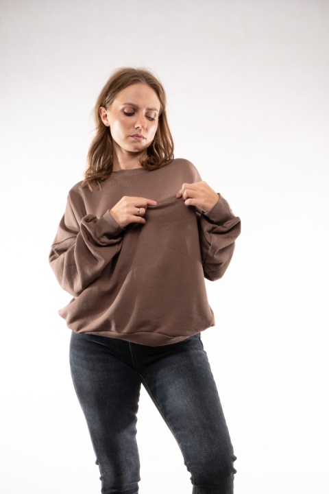 Bawełniana bluza oversize z haftem Colette Cappuccino