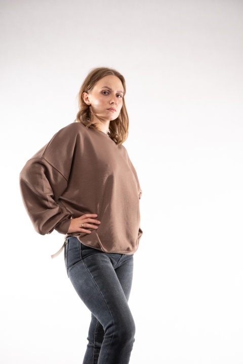 Bawełniana bluza oversize z haftem Colette Cappuccino