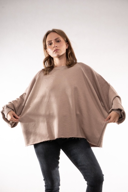 Bawełniana bluza oversize z raglanowymi przeszyciami Colette Bluzka Damska Fango