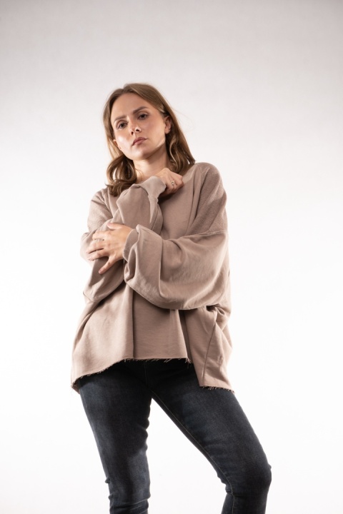 Bawełniana bluza oversize z raglanowymi przeszyciami Colette Bluzka Damska Fango