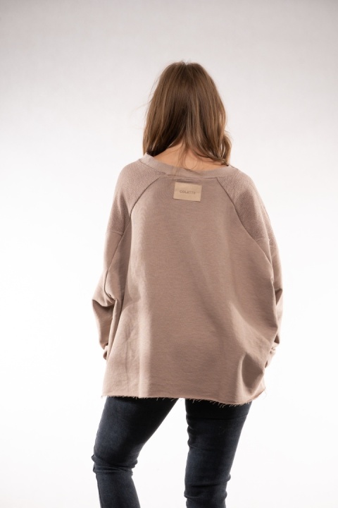 Bawełniana bluza oversize z raglanowymi przeszyciami Colette Bluzka Damska Fango