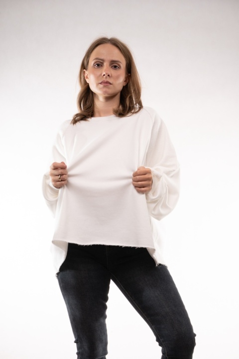 Bawełniana bluza oversize z raglanowymi przeszyciami Colette Bluzka Damska Ecru