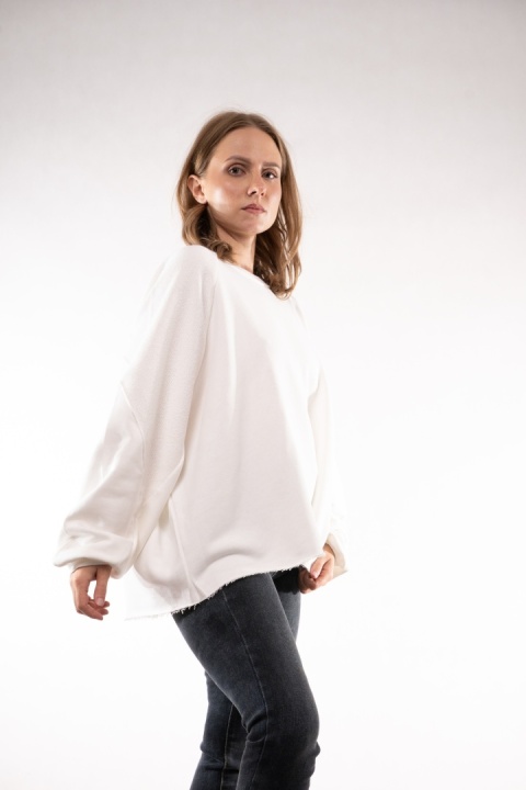 Bawełniana bluza oversize z raglanowymi przeszyciami Colette Bluzka Damska Ecru