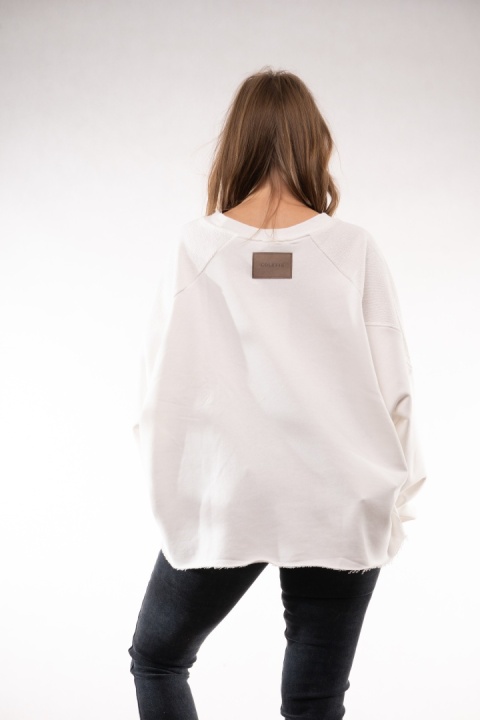 Bawełniana bluza oversize z raglanowymi przeszyciami Colette Bluzka Damska Ecru