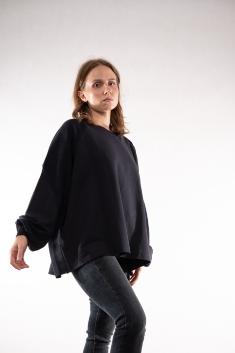 Bawełniana bluza oversize z raglanowymi przeszyciami Colette Bluzka Damska