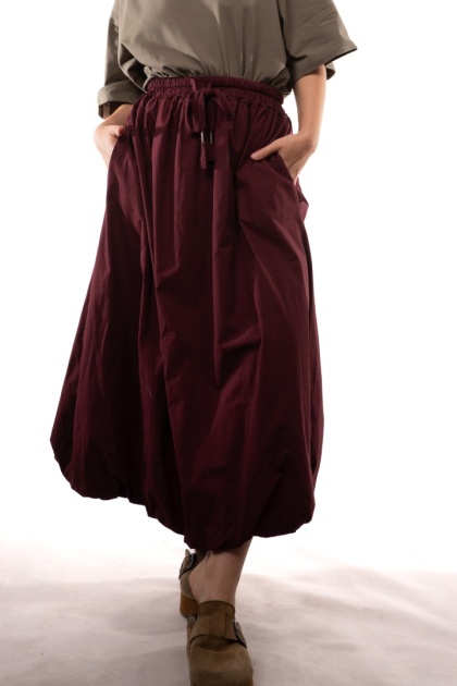 Bawełniana spódnica bombka maxi STELLA MILANI FIRENZE 3346 Bordo