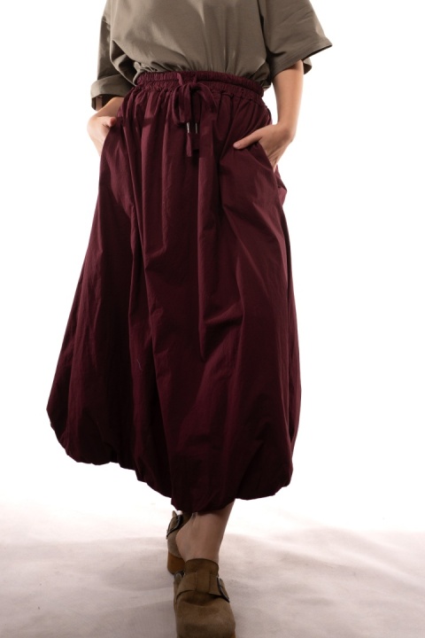 Bawełniana spódnica bombka maxi STELLA MILANI FIRENZE 3346 Bordo
