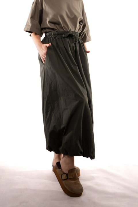 Bawełniana spódnica bombka maxi STELLA MILANI FIRENZE 3346 Khaki