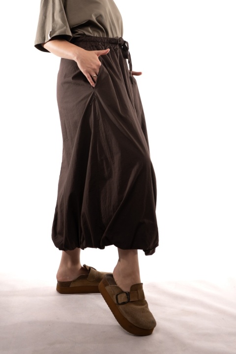 Bawełniana spódnica bombka maxi STELLA MILANI FIRENZE 3346 Brąz