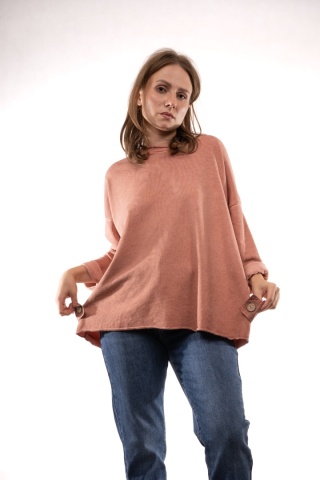 Dekatyzowana bluza oversize z patkami MÙ MÙ Łososiowa 7310