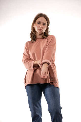 Dekatyzowana bluza oversize z patkami MÙ MÙ Łososiowa 7310