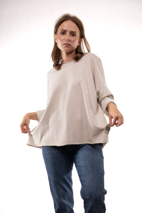 Dekatyzowana bluzka oversize z patkami MÙ MÙ Beżowa 7310