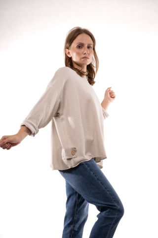 Dekatyzowana bluzka oversize z patkami MÙ MÙ Beżowa 7310
