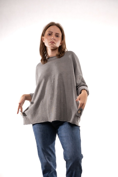 Dekatyzowana bluza oversize z patkami MÙ MÙ Grafitowa 7310
