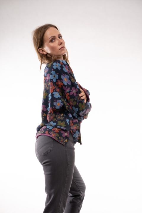 Krótka bawełniana bluza oversize w kwiatowy print JOY