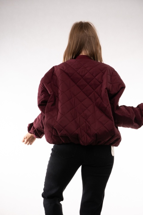 Pikowana kurtka bomberka oversize LUMINA Bordo LD5994