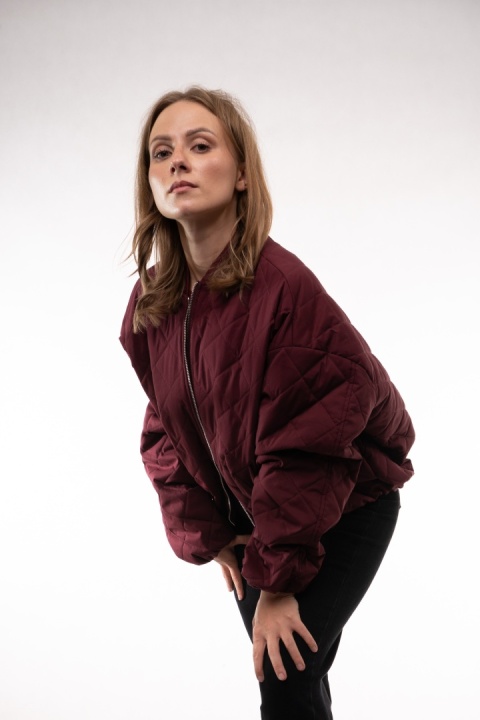 Pikowana kurtka bomberka oversize LUMINA Bordo LD5994