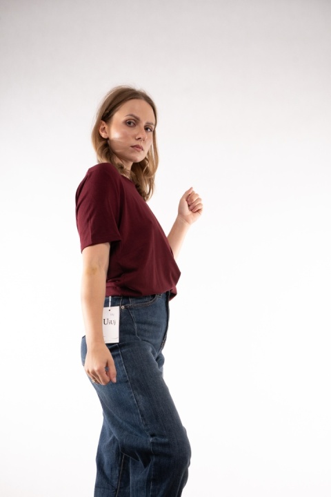 T-shirt basic JOY Bordowy