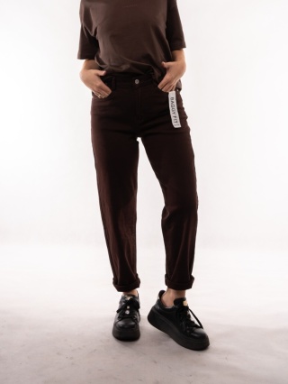 Spodnie jeansowe Baggy Fit z paskiem MIMI DAVE Brązowy L9800-70