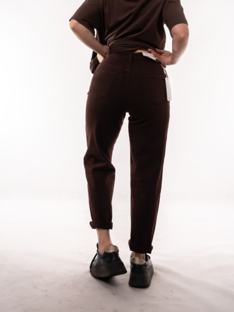 Spodnie jeansowe Baggy Fit z paskiem MIMI DAVE Brązowy L9800-70