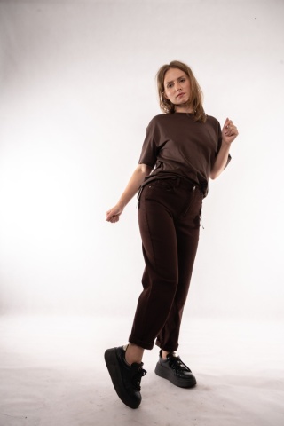 Spodnie jeansowe Baggy Fit z paskiem MIMI DAVE