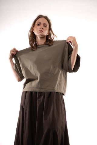 T-shirt Basic Lenoshka Brooklyn / pudełkowy - Khaki