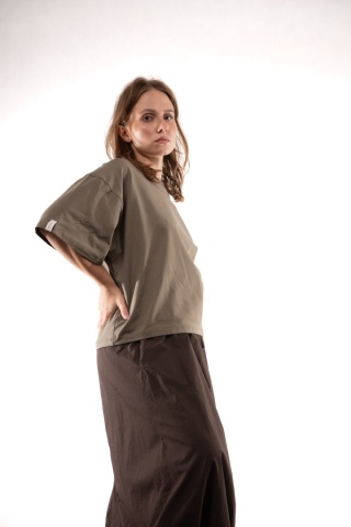 T-shirt Basic Lenoshka Brooklyn / pudełkowy - Khaki
