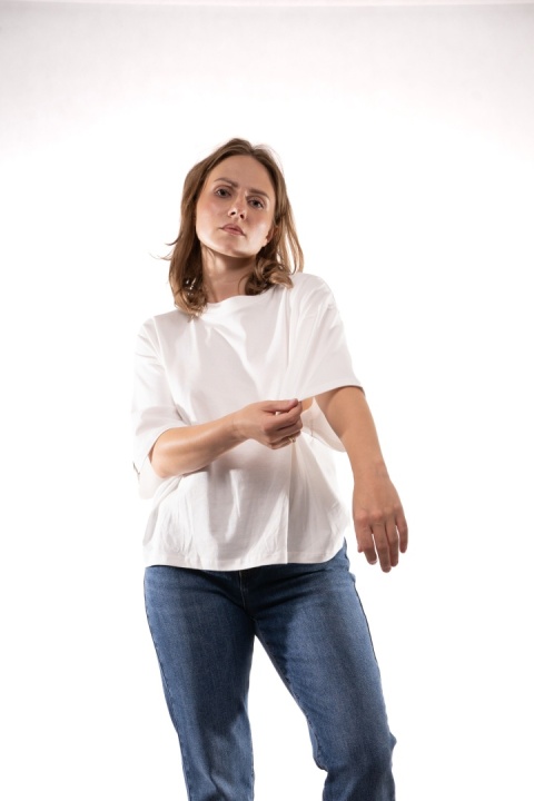 T-shirt Basic Lenoshka Brooklyn / pudełkowy - Ecru
