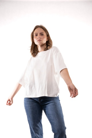T-shirt Basic Lenoshka Brooklyn / pudełkowy - Ecru