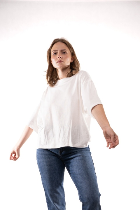 T-shirt Basic Lenoshka Brooklyn / pudełkowy - Ecru