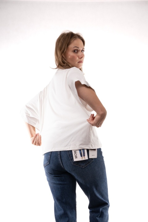 T-shirt Basic Lenoshka Brooklyn / pudełkowy - Ecru