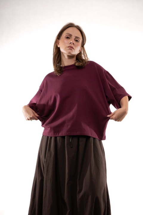 T-shirt Basic Lenoshka Brooklyn / pudełkowy - Burgund