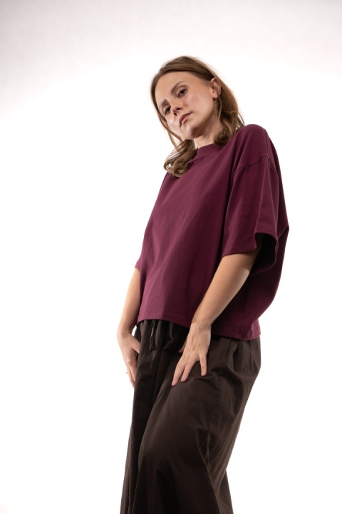 T-shirt Basic Lenoshka Brooklyn / pudełkowy - Burgund