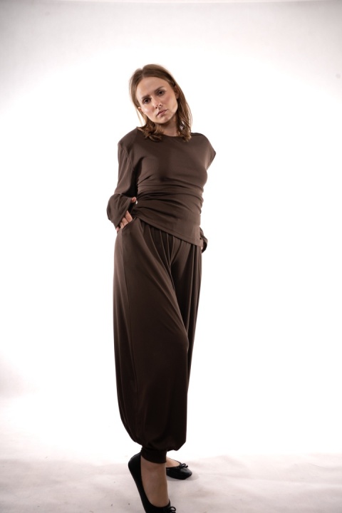 Wiskozowy komplet dzianinowy oversize Lumina LD5828 Brązowa