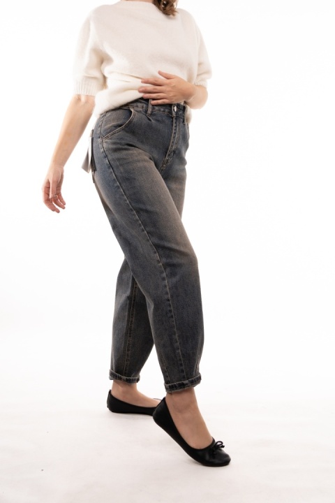Jeansy Balloon Fit AD'ORO Denim BELLA-23 - Niebieskie