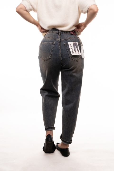 Jeansy Balloon Fit AD'ORO Denim BELLA-23 - Niebieskie